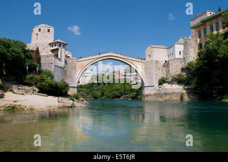 Vieux pont (Stari Most) de Mostar, Bosnie-Herzégovine. Banque D'Images