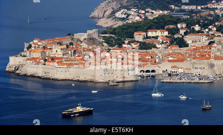 Vue aérienne de Dubrovnik, la perle de l'Adriatique, la Croatie. Banque D'Images