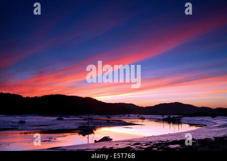 Coucher du soleil sur le Firth de Kippford, Dumfries and Galloway Banque D'Images