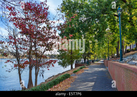L'Augusta Riverwalk aux côtés de la rivière Savannah à l'automne, Augusta, Géorgie, USA Banque D'Images