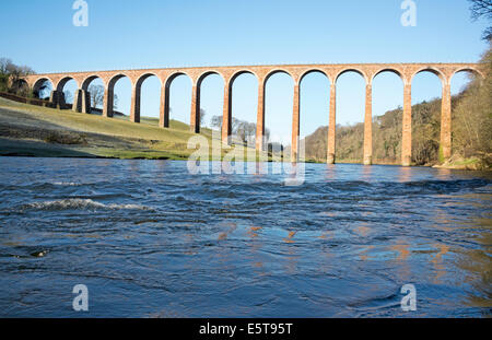 Le viaduc sur Leaderfoot River Tweed . Banque D'Images