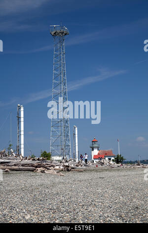 Pt. Phare de l'île Robinson, Maury, Puget Sound, Washington, USA Banque D'Images