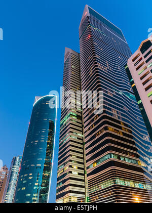 Dubaï, Émirats arabes unis - le 14 novembre 2013 : vue générale de Dubaï de nuit, eau. Dubaï a été le plus rapide de la ville dans le monde en développement entre Banque D'Images