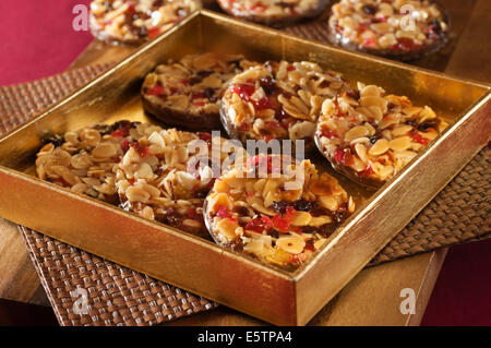 Florentins. Biscuits au chocolat et aux amandes. Banque D'Images