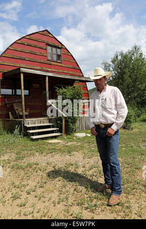 George Gaber le propriétaire de la Reata ranch près de Kyle, Saskatchewan, Canada. Banque D'Images