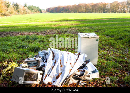 Fly-tipping dans la campagne Banque D'Images