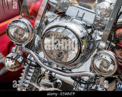 1950 American Classic moto Harley Davidson à l'événement 2014 Americana, Nottinghamshire, Angleterre Banque D'Images