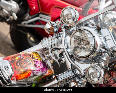 1950 American Classic moto Harley Davidson à l'événement 2014 Americana, Nottinghamshire, Angleterre Banque D'Images