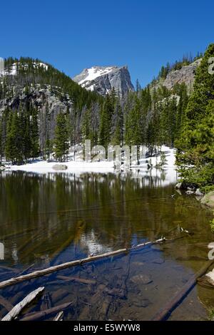 Lac de nymphe dans Rocky Mountain National Park, Colorado, USA Banque D'Images