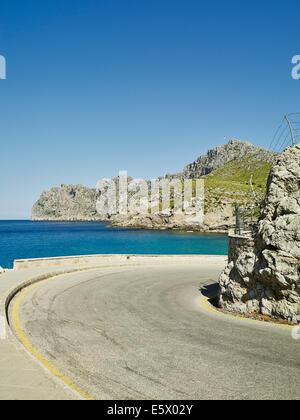 Sur le bord de la route de côte, Majorque, Espagne Banque D'Images