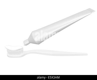 3D Render d'une brosse à dents et dentifrice Banque D'Images