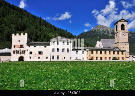 Abbaye de Saint John, l'UNESCO World Heritage Site, Müstair, Engadine, Grisons, Suisse Banque D'Images