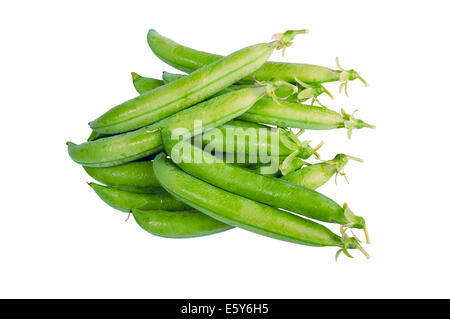 Les gousses de pois verts frais choisi isolated on white Banque D'Images