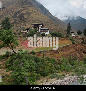 Dans Tamchhog Thakhang Paysage, Bhoutan Banque D'Images