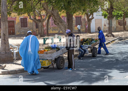 Marché stands historique, Saint-Louis, Sénégal Banque D'Images