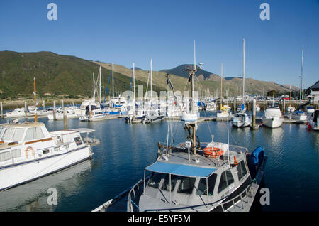 Bateaux à marina, Havelock, Marlborough Sounds, île du Sud, Nouvelle-Zélande Banque D'Images