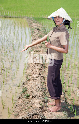 Les jeunes agriculteurs de l'Asie dans le champ de riz Banque D'Images