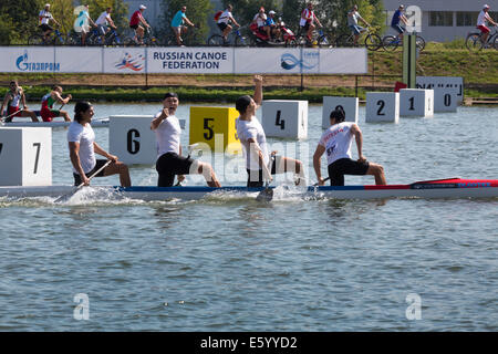 Moscou, Russie. 9 Août, 2014. Quatrième jour de la Championnats du monde de sprint en canoë sur le canal d'aviron dans la région de Krylatskoye, Moscou Banque D'Images