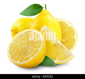 Citron jaune frais sur un fond blanc Banque D'Images