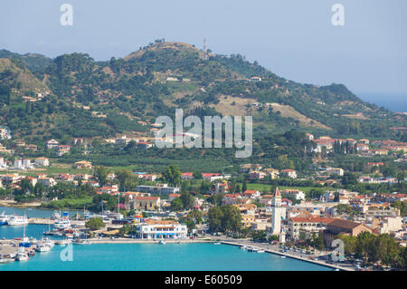 Zante, Grèce - la ville de Zakynthos, quai et église Dionysos Banque D'Images