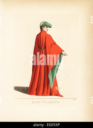 Jeune homme de Florence, xive siècle. Banque D'Images