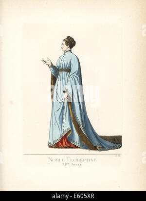 Femme noble de Florence, xive siècle. Banque D'Images