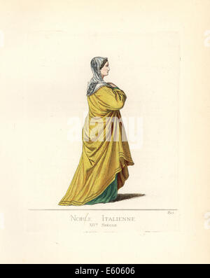 Femme noble italien, 14ème siècle. Banque D'Images