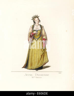 Costume d'une jeune duchesse, 15e siècle. Banque D'Images