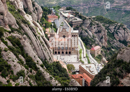 Monastère de Montserrat en Catalogne, en Espagne, en vue de dessus. Banque D'Images