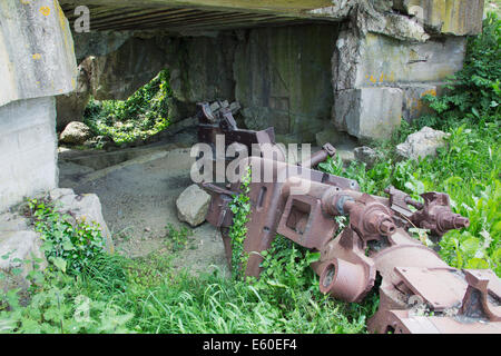 La batterie de canons détruits dans de longues-sur-Mer Banque D'Images