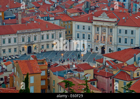 La Slovénie, de la région de Primorska, Côte Adriatique, Piran, la place Tartini Banque D'Images