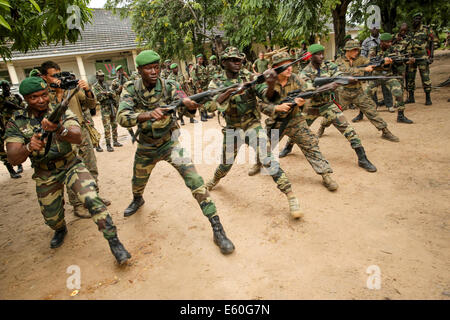 Les Marines US Marine Corps conduite Des Arts Martiaux avec l'entreprise sénégalaise de Fusilier Commandos Marine, 18 septembre 2013 à Thiès, Sénégal. Banque D'Images