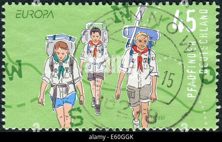 Allemagne - circa 2007 : timbre imprimé en Allemagne, montre les Scouts, circa 2007 Banque D'Images