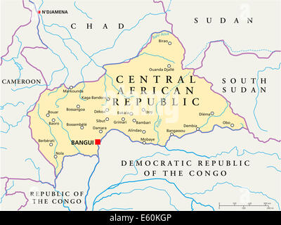 République centrafricaine Carte Politique Banque D'Images