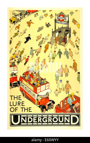 Vintage poster vers 1930 pour le métro de Londres, illustrant l'attrait de la 'Underground' Banque D'Images