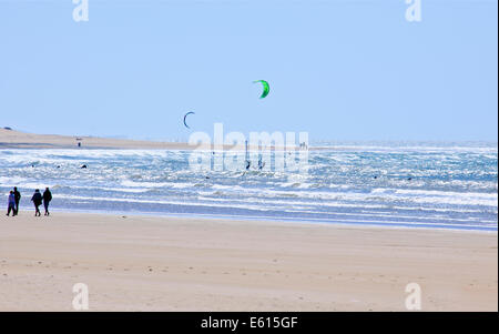 Essaouira,mer,sun,Planche à voile,les marcheurs,Chameau,plus venteux Ville en Afrique,Paul Street,Voyages et photographe de paysage,Maroc Banque D'Images