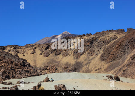 Paysage volcanique du mont Teide, à l'arrière, Llano de Ucanca plateau, Site du patrimoine mondial de l'UNESCO, le Parc National du Teide, Tenerife Banque D'Images