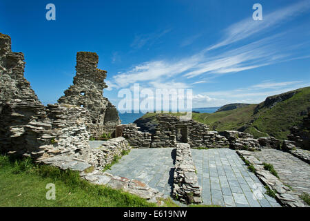 Château de Tintagel reste Cornouailles du Nord. Banque D'Images