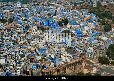 Vue aérienne de la ville bleue Jodhpur, Rajasthan, India Banque D'Images