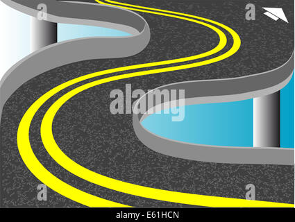 Les lignes jaunes double Banque D'Images