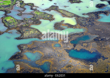 Photo aérienne de delta des régularités à partir de la fonte des glaciers à l'embouchure de l'Olfusa River dans le sud-ouest de l'Islande Banque D'Images