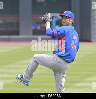 Denver, Colorado, États-Unis. 7e août, 2014. Kyuji Fujikawa (oursons) MLB : Kyuji Fujikawa des Cubs de Chicago au cours de la pratique avant le match contre la Ligue Majeure de Baseball Les Rockies du Colorado au Coors Field de Denver, Colorado, United States . © AFLO/Alamy Live News Banque D'Images