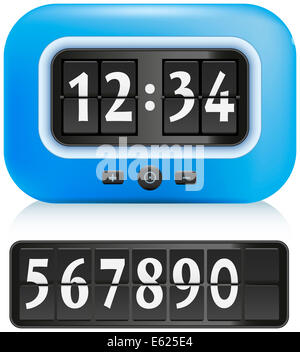 Réveil bleu avec des numéros différents qui peuvent être échangés. Banque D'Images