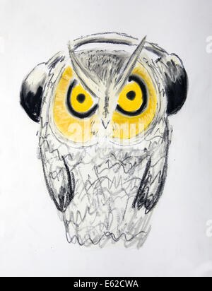 Illustration de l'owl wearing headphones Banque D'Images