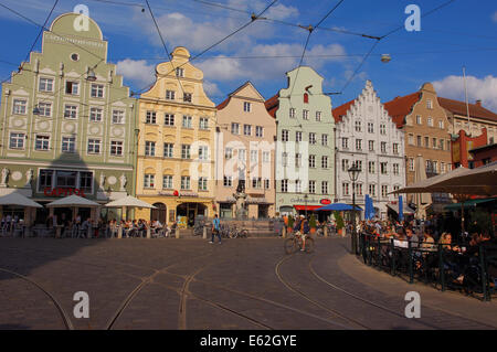 Augsbourg, place du marché, Moritzplatz, rue Maximilianstrasse, Maximilien, Romantische Strasse, Route Romantique, Bavière, souabe, Banque D'Images