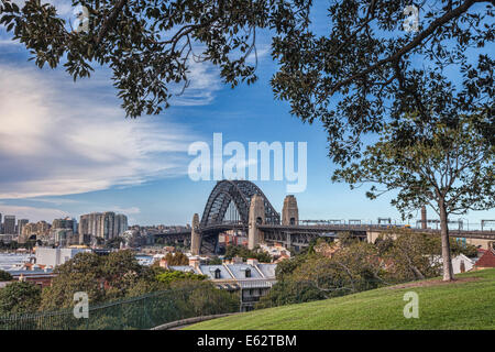 Sydney Harbour Bridge à partir de la colline de l'Observatoire. Banque D'Images