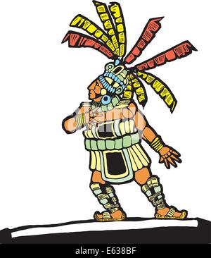 Mayan Ballplayer conçus après la poterie méso-américain et le Temple des images. Illustration de Vecteur