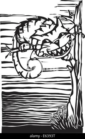 Cheshire Cat de Lewis Carroll, Alice au Pays des Merveilles. Illustration de Vecteur