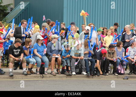 Lowestoft, Suffolk, Angleterre, relais de la flamme olympique. Banque D'Images