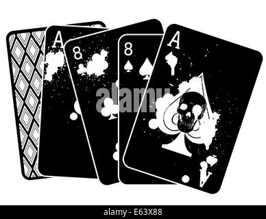 Image Concept de cartes montrant une paire d'as et eights, aussi connu sous le nom de "Dead Man's hand". Banque D'Images